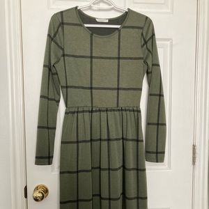 Reborn J green and black grid pattern dress